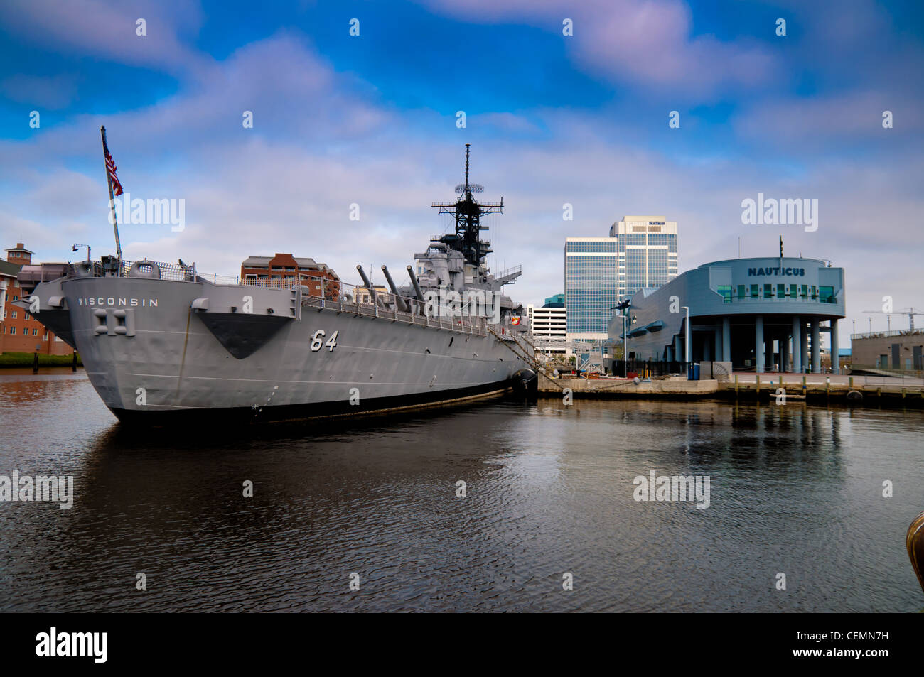 Battleship Wisconsin in Norfolk naval shipyard Stock Photo