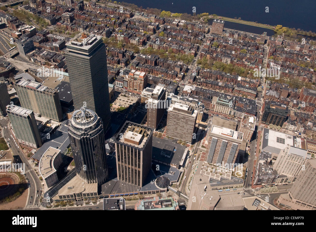 Boston's Back Bay area and downtown as seen from the air on April 26