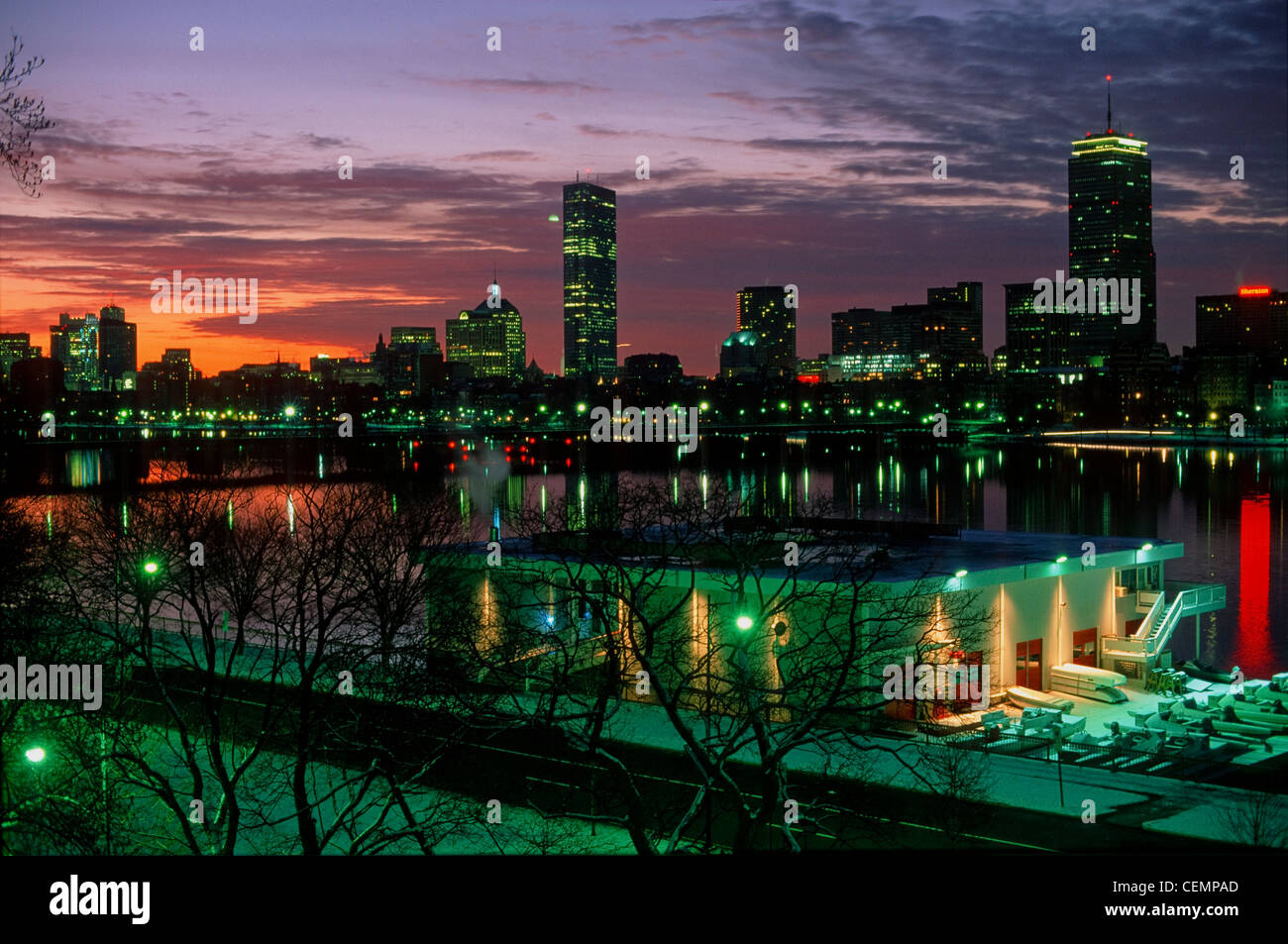 MIT's Pierce Boathouse and Boston's Back Bay Stock Photo Alamy