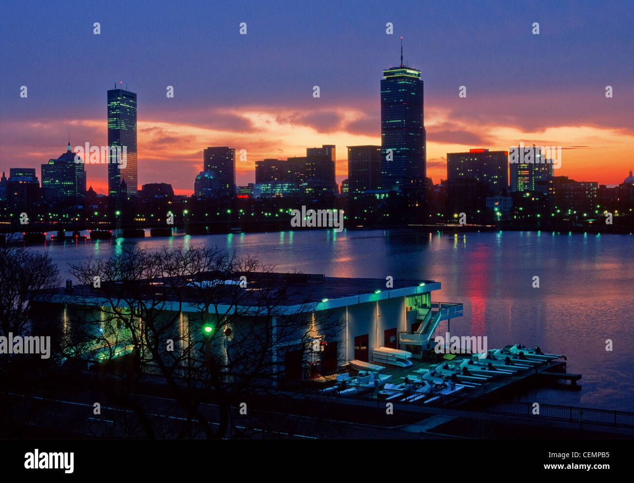 MIT's Pierce Boathouse and Boston's Back Bay Stock Photo Alamy