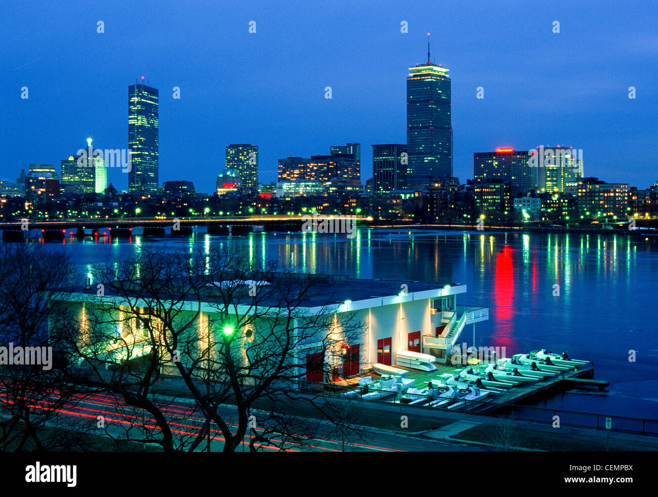 MIT's Pierce Boathouse and Boston's Back Bay Stock Photo Alamy