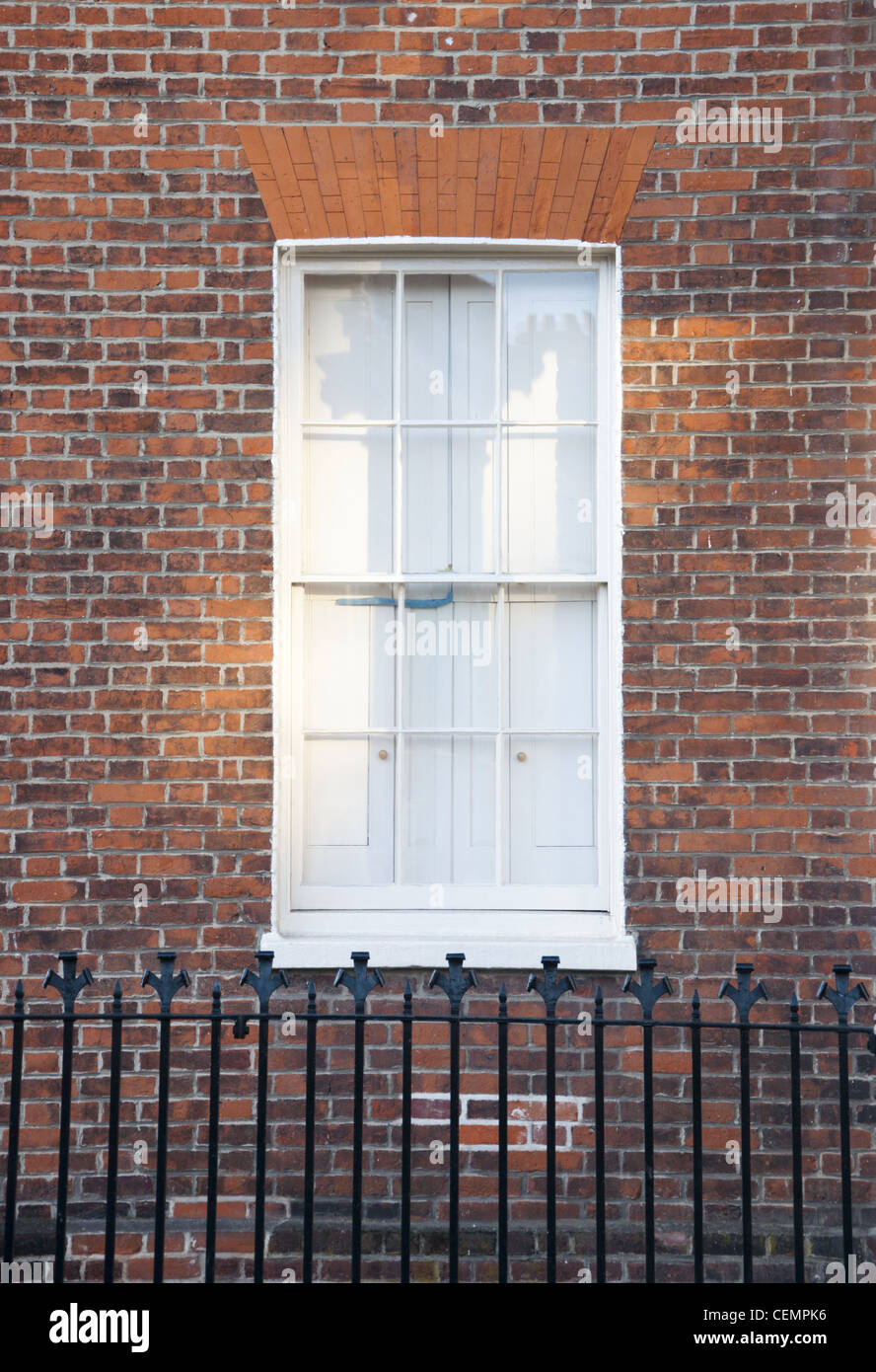Sash window with interior shutters Stock Photo Alamy