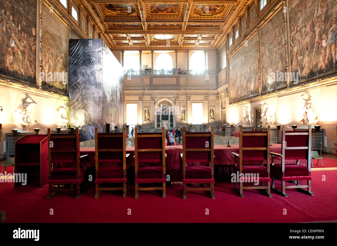 Salone del Cinquecento main hall of Palazzo Vecchio Stock Photo