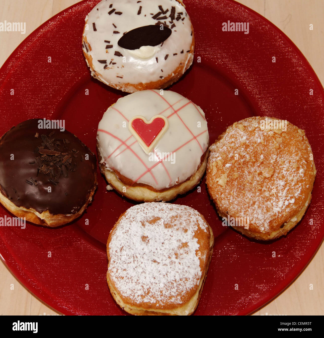 five various bavarian donuts Stock Photo Alamy