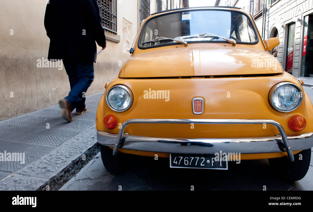 Old style Fiat 500 - in Florence Italy Stock Photo