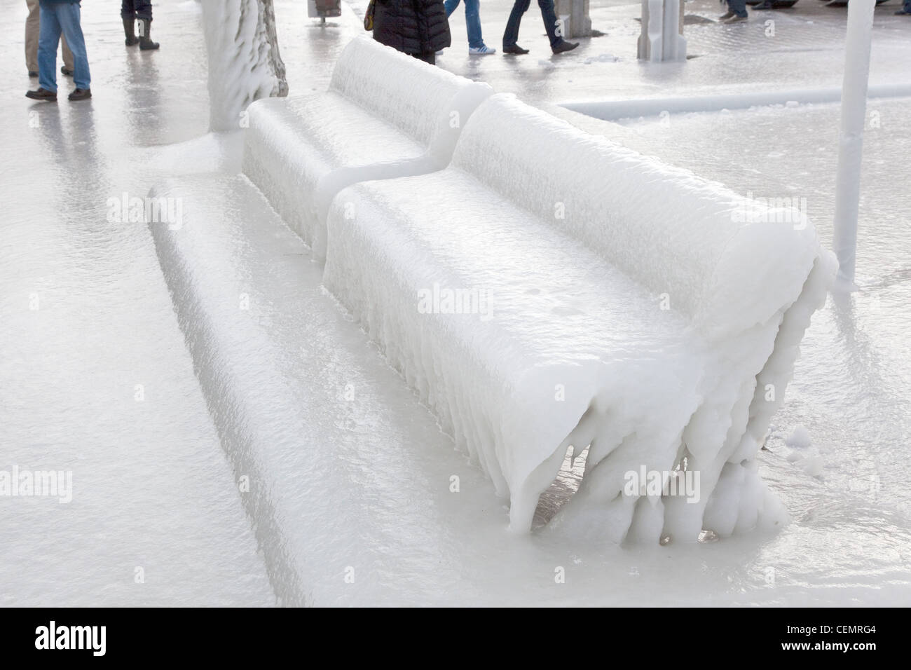 Europe's Big Freeze in Switzerland Stock Photo