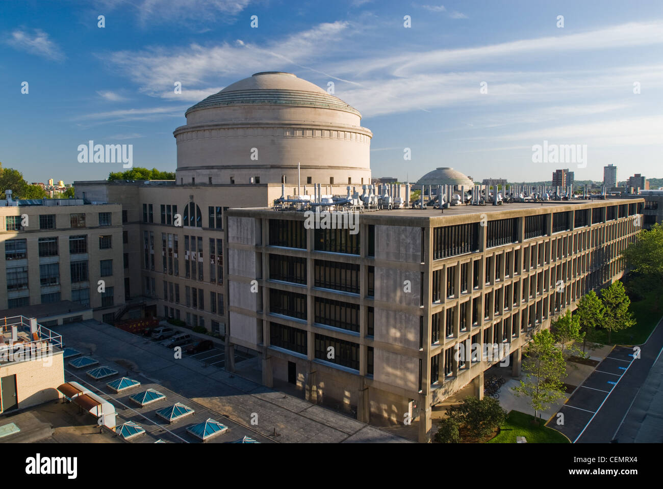 The Great Dome, Barker Engineering Library, and Building 13 on the