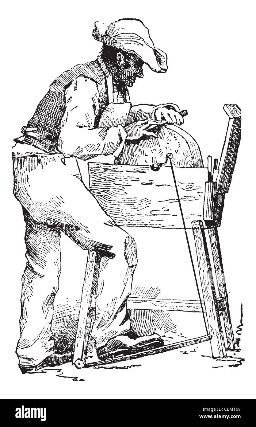 Grinder, vintage engraved illustration. Dictionary of words and things