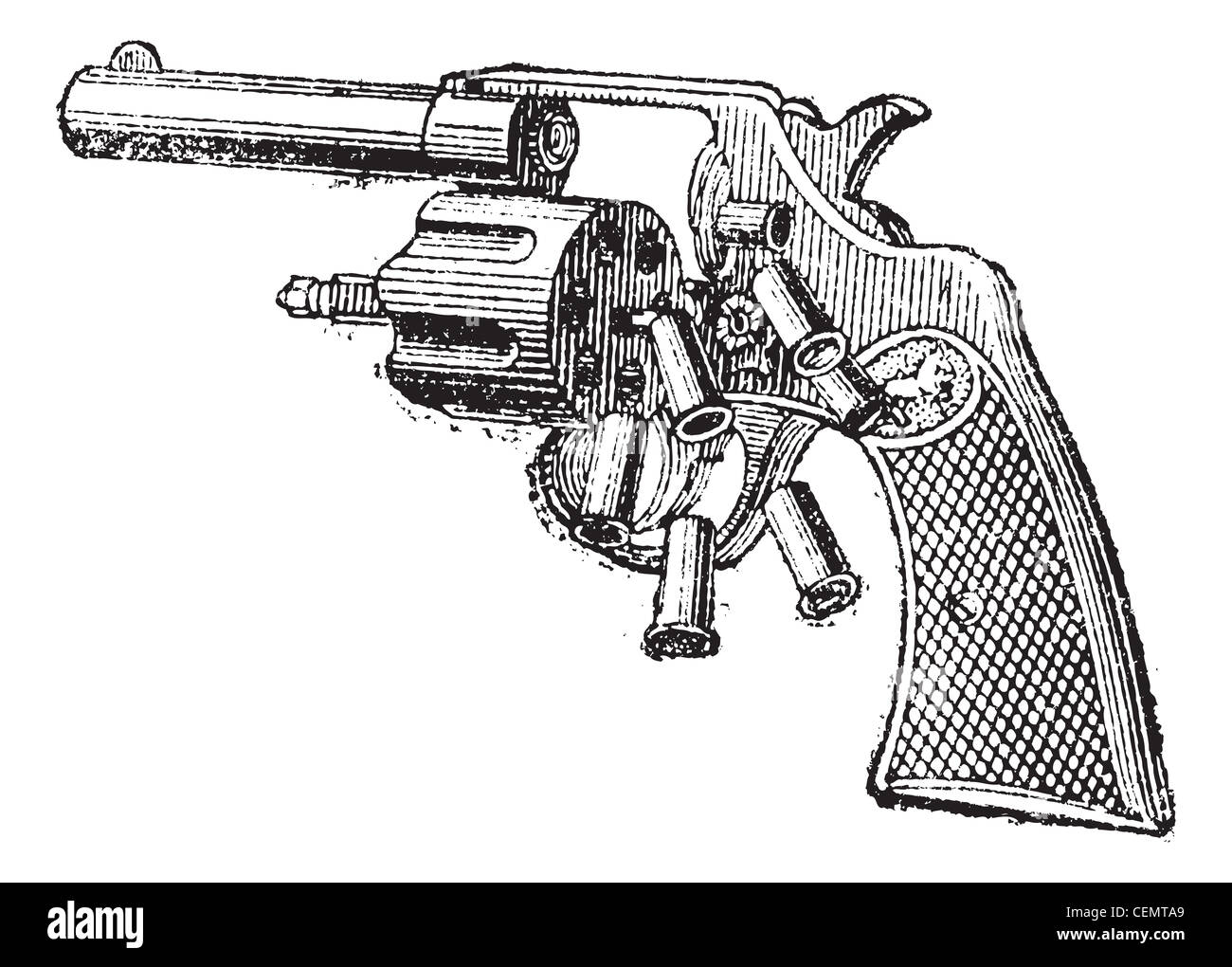 Colt Revolver, vintage engraved illustration. Dictionary of words and things - Larive and Fleury - 1895. Stock Photo
