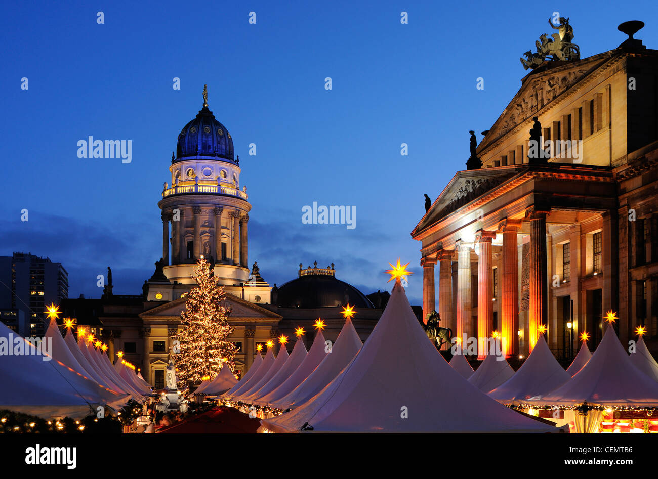 Gendarmenmarkt square, Berlin's most beautiful Christmas market, Schauspielhaus, German Cathedral, Berlin, Germany, Europe Stock Photo