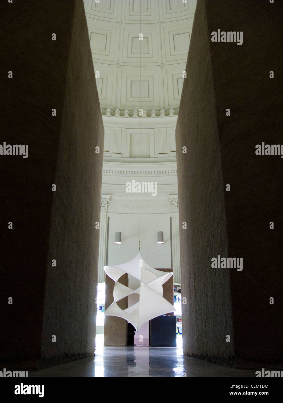 The sculpture hanging in the rotunda of the Barker Library on the