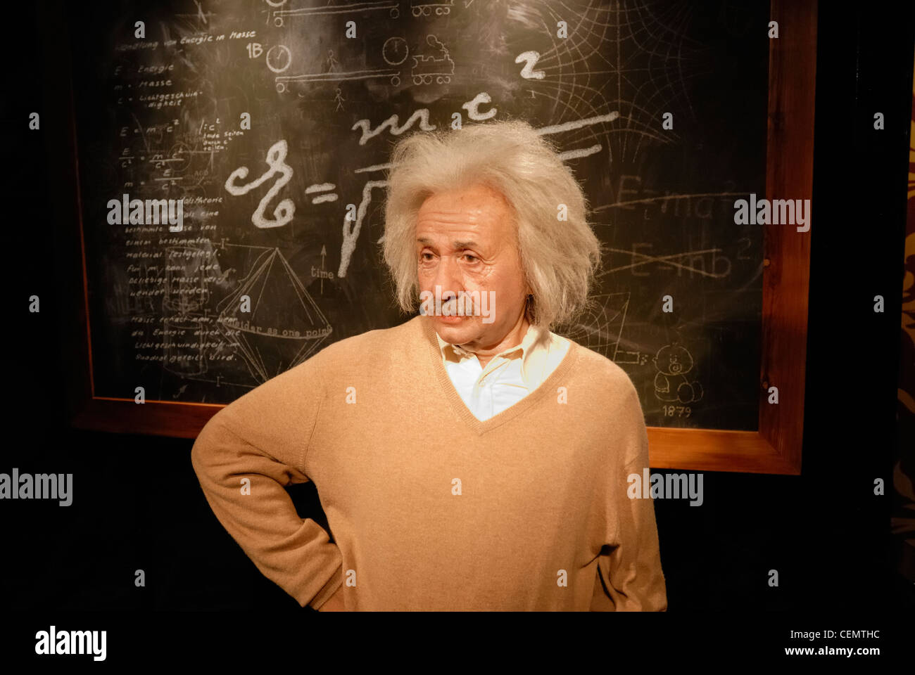 Albert Einstein as a wax figure in Madame Tussauds Wax Museum, Unter den Linden 74, Berlin-Mitte, Berlin, Germany, Europe Stock Photo