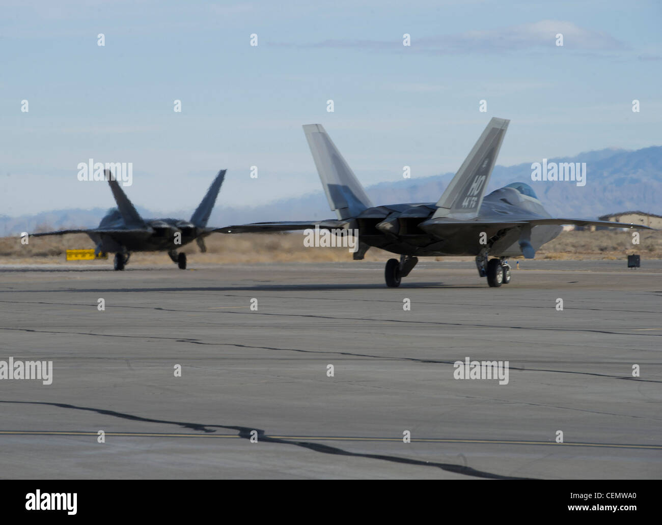 HOLLOMAN AIR FORCE BASE, N.M. Two F22 Raptors taxi to the runway