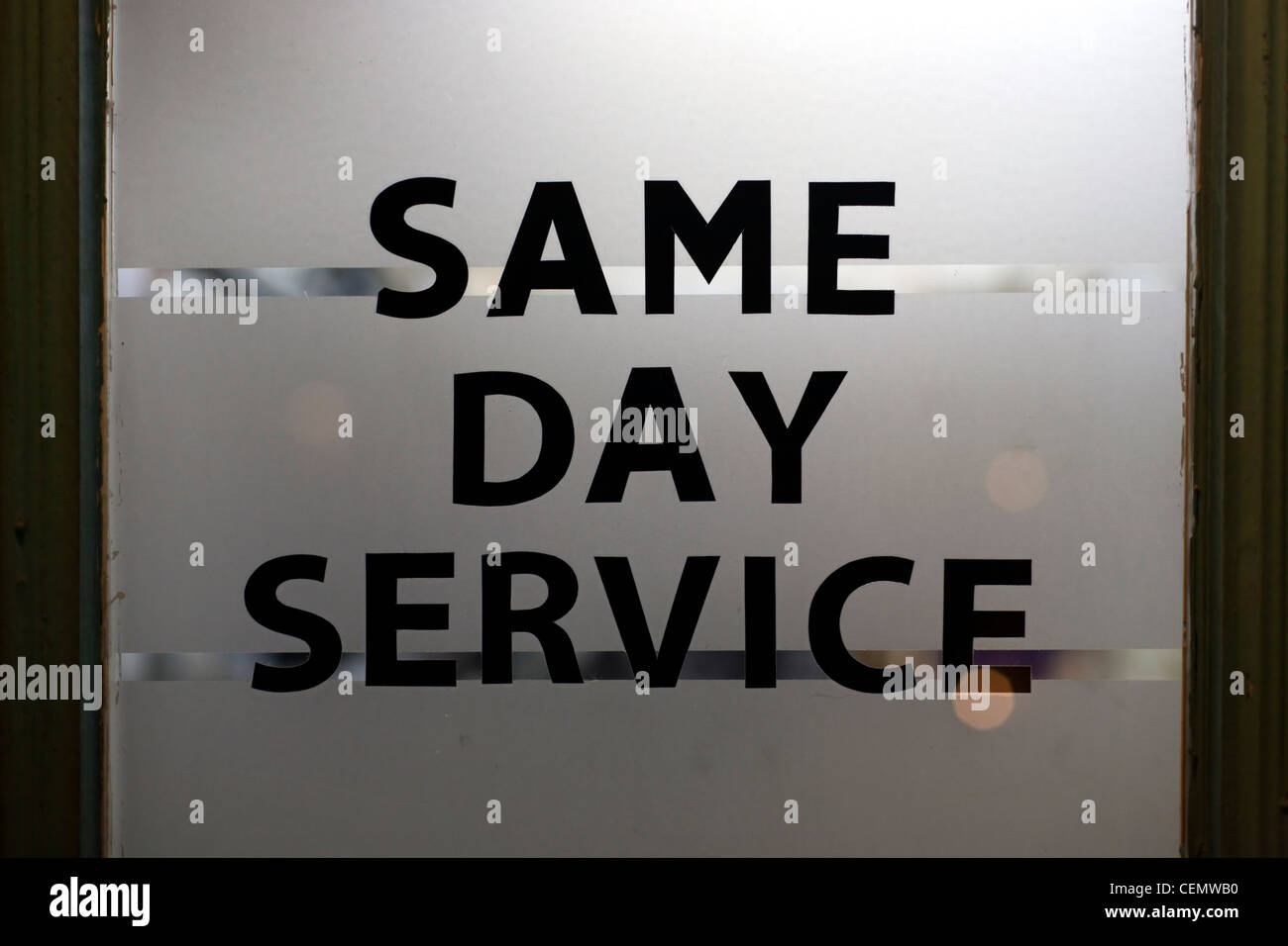 Same Day Service Stock Photo