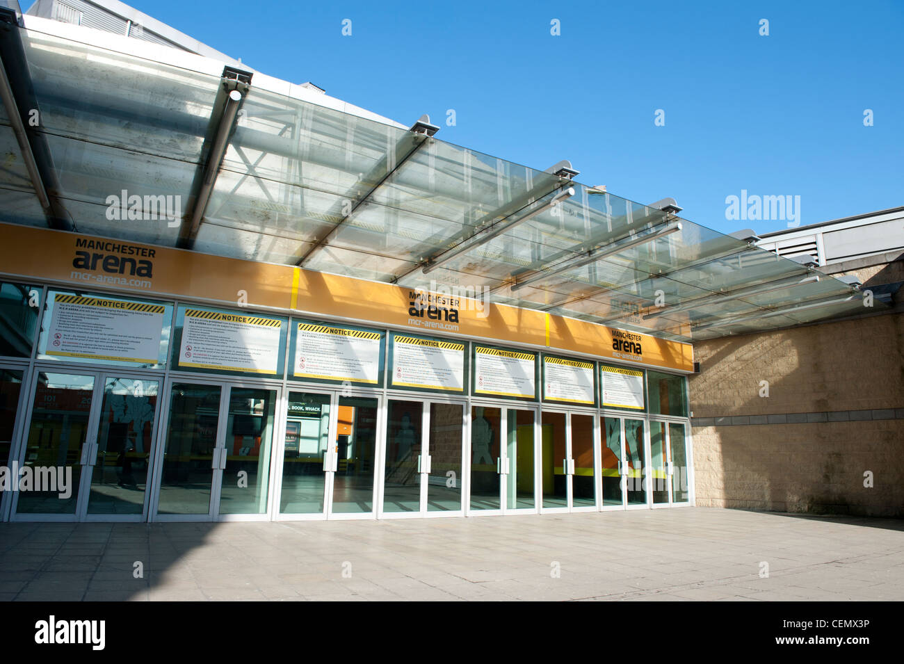 The Entrance Exit To The Manchester Evening News Men Arena In Stock Photo Alamy