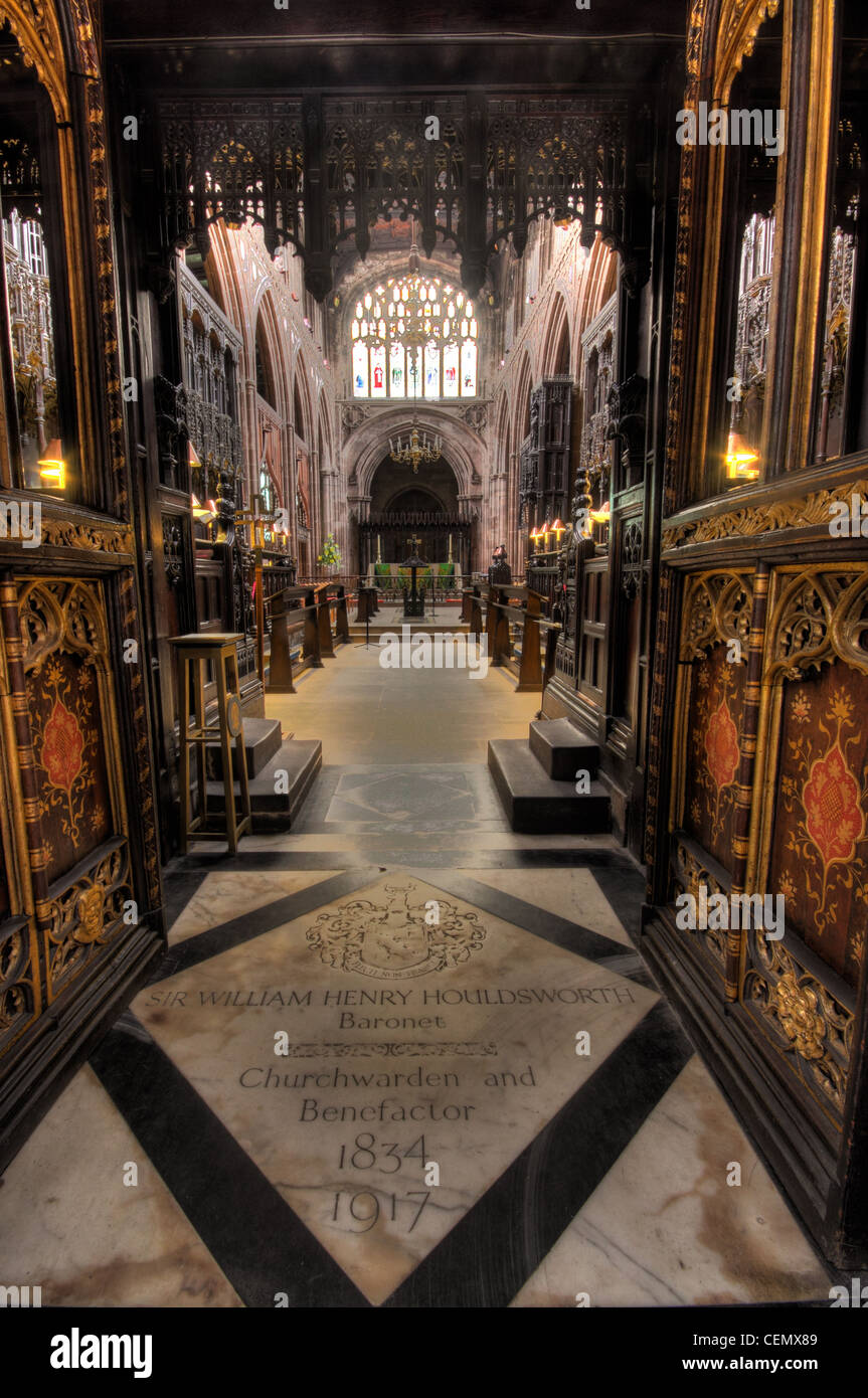 Manchester Cathedral interior, Manchester City, Lancs Lancashire, England UK Stock Photo