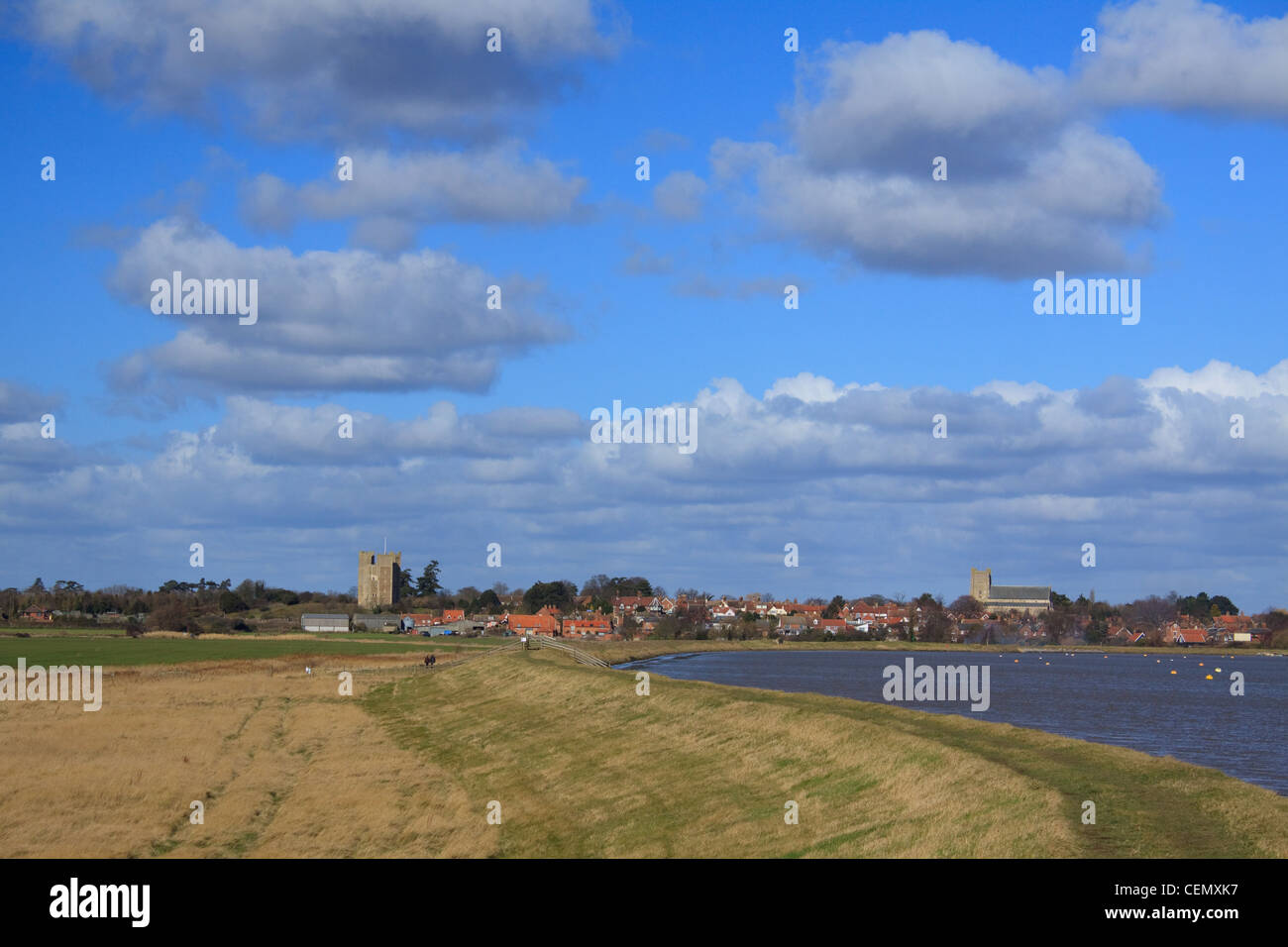 Orford Castle on the Suffolk coast, stands over the town of Orford Stock Photo