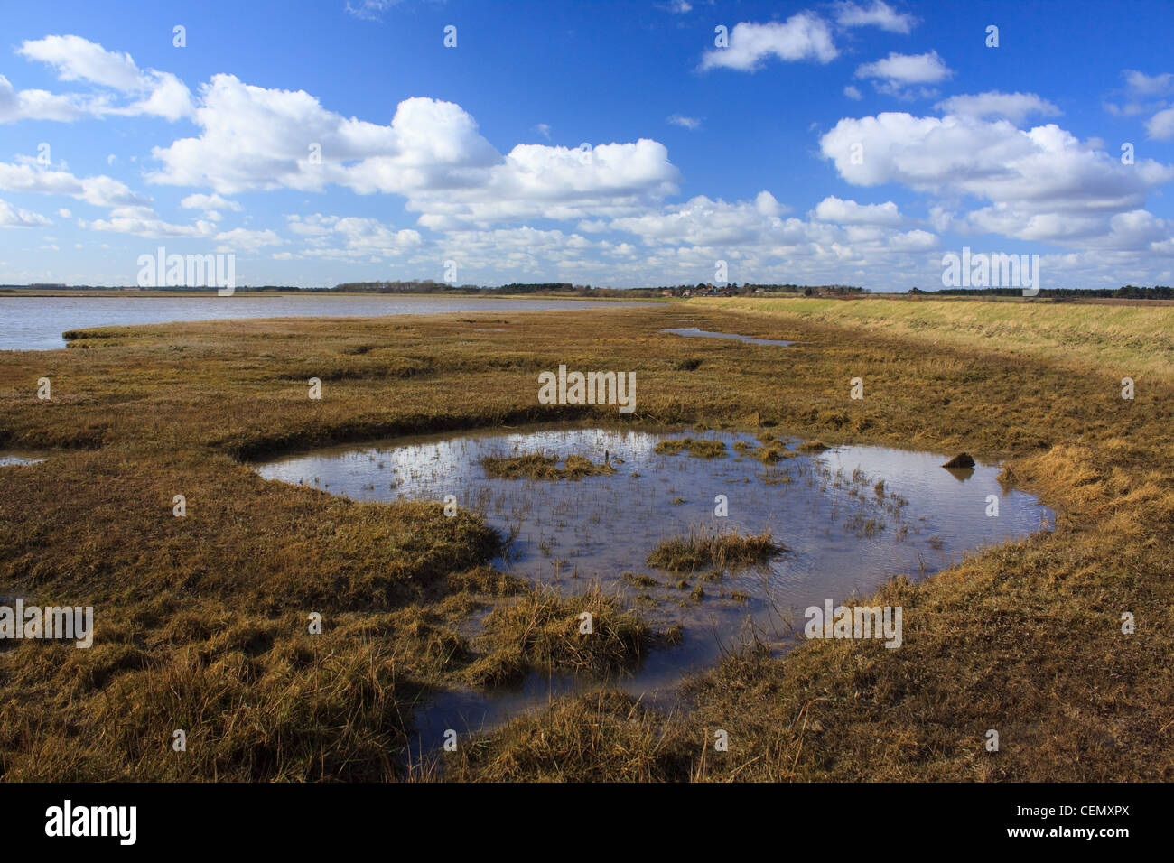 The saltmarshes of the River Ore from Chantry Point, Suffolk, England Stock Photo