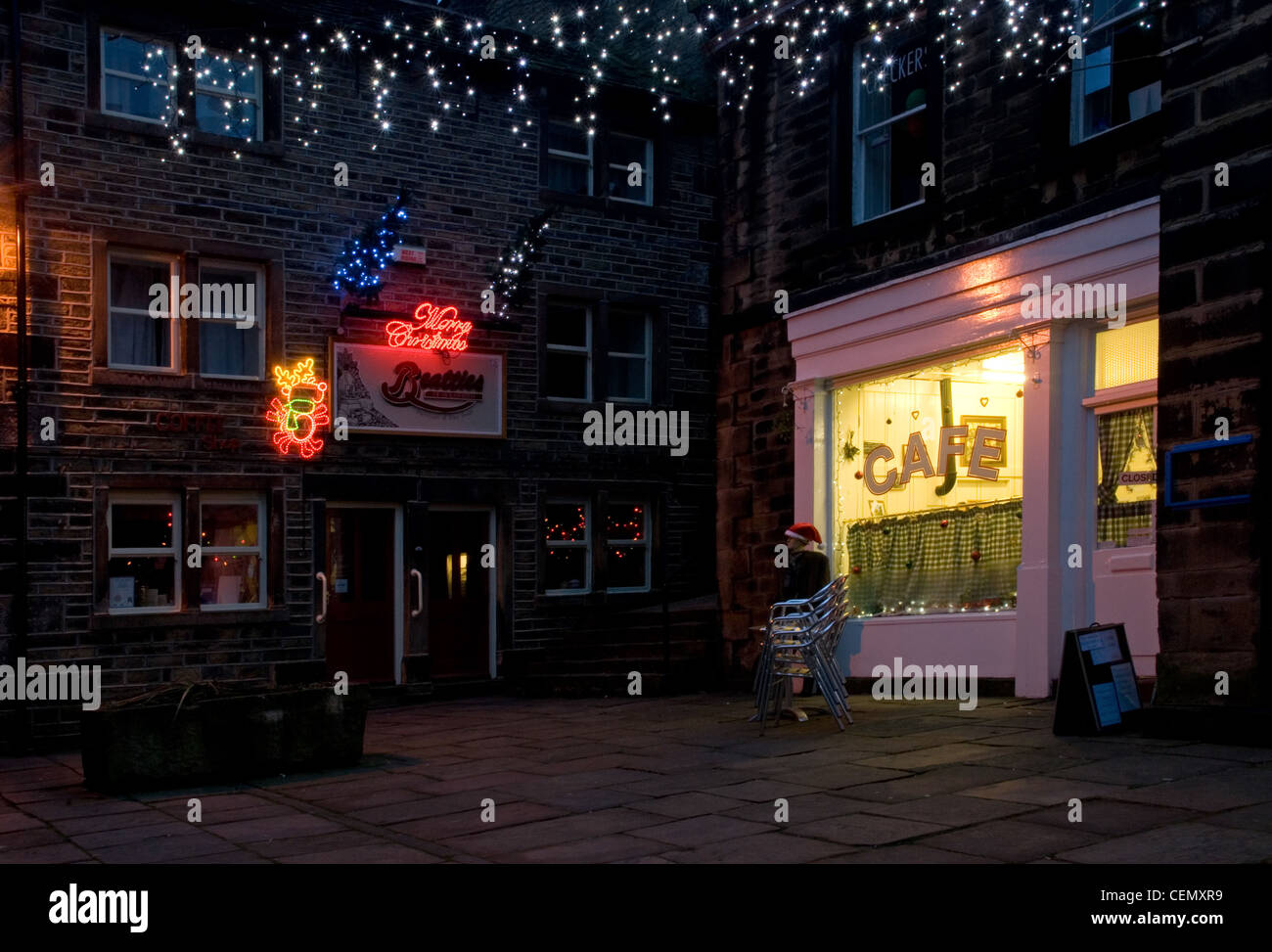 Sids Cafe in the centre of Last of the Summer Wine town of Holmfirth Stock Photo