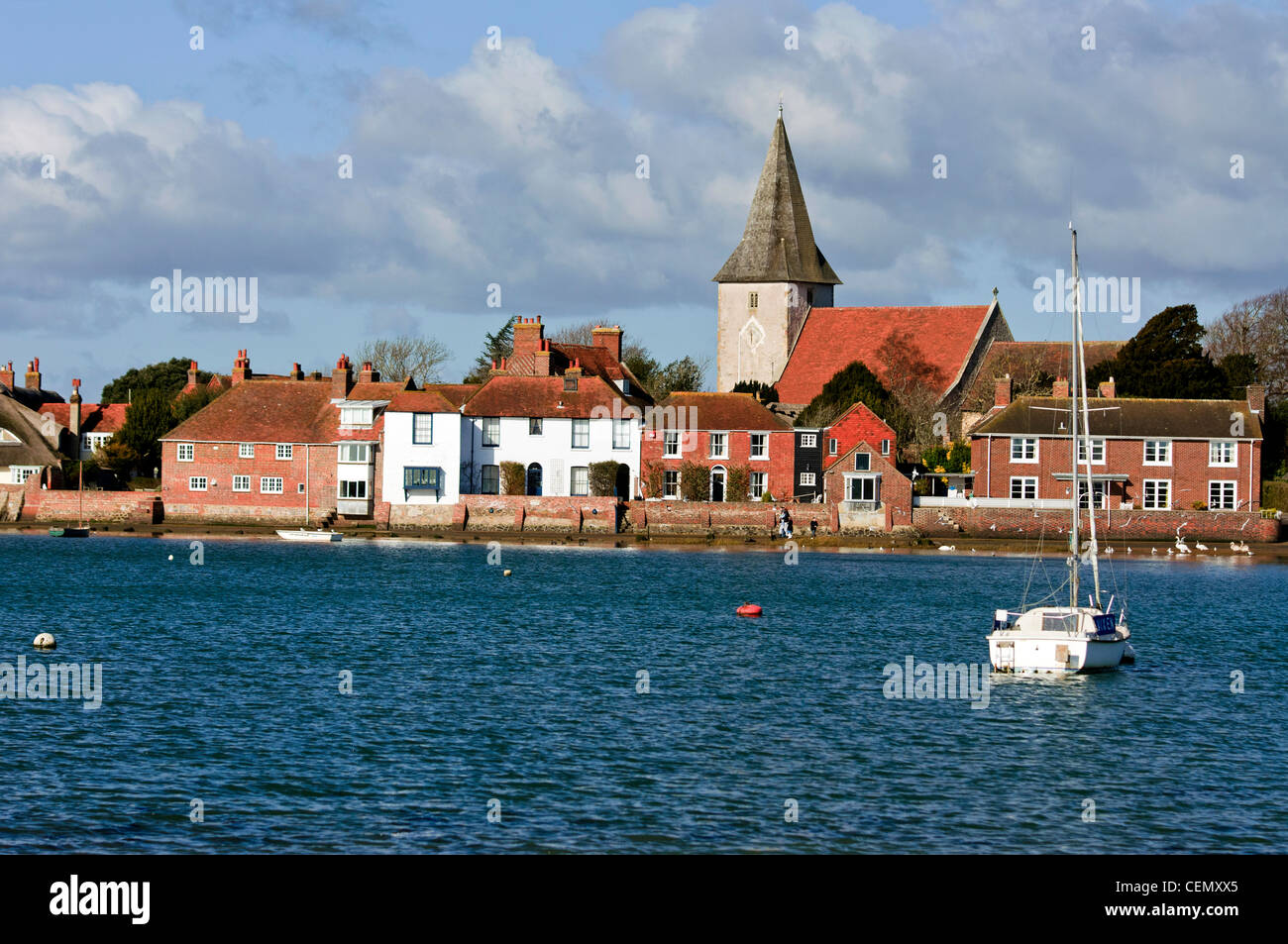 Bosham harbour in west sussex showing viewsof the waterfront buildings