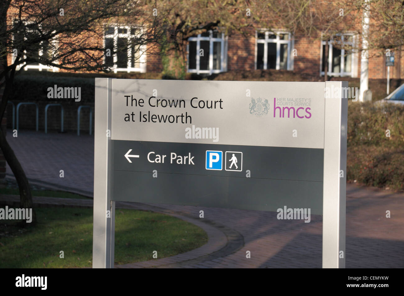 Entrance sign outside Isleworth Crown Court, Ridgeway Road Isleworth