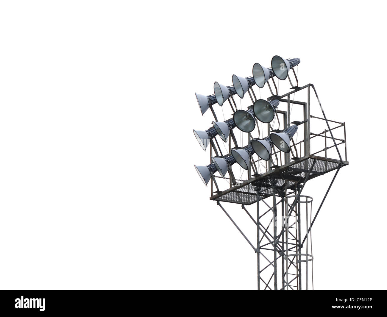 Floodlight stanchion cut out Shawfield stadium in Glasgow. Stock Photo