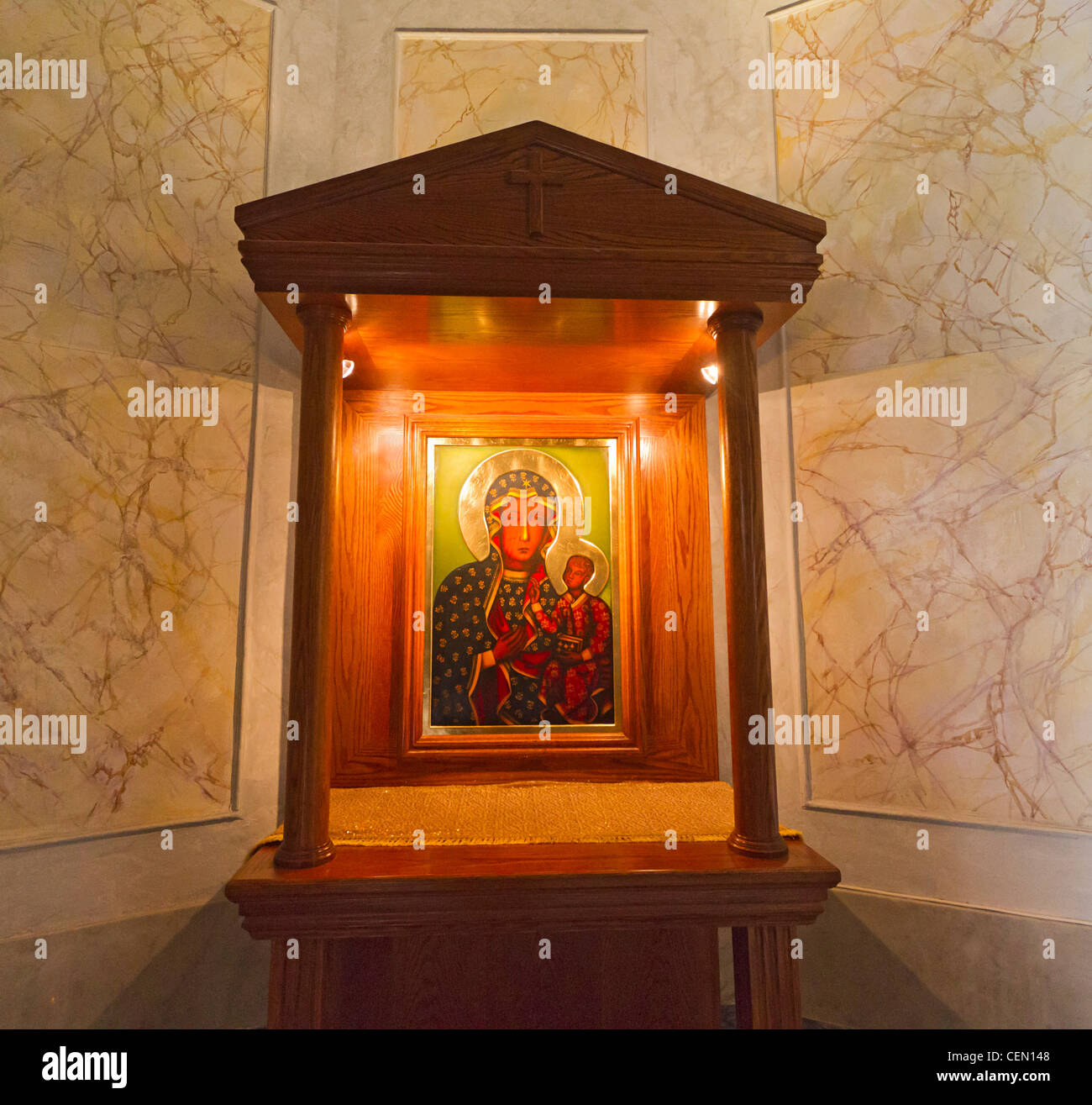 Religious relic displayed inside St. Peter's church in Old Jaffa, Tel