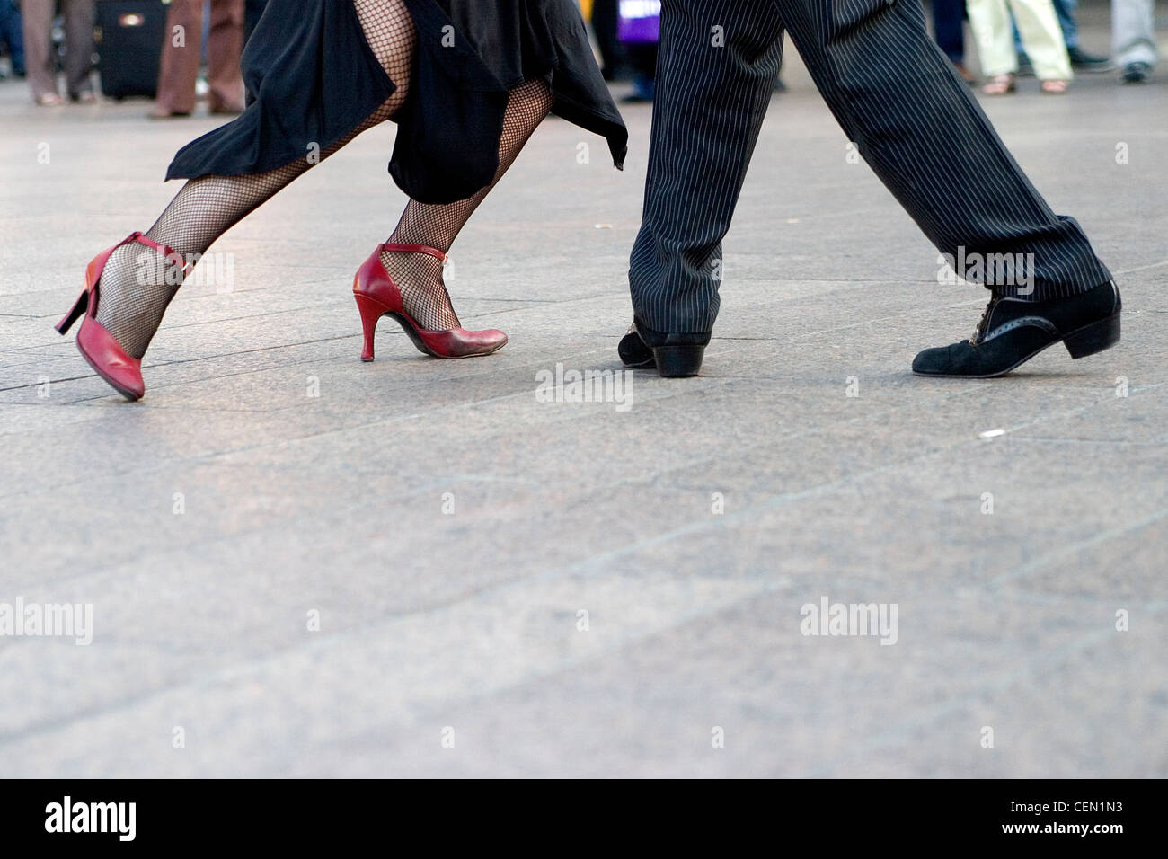 Dancers tango in the streets of Paris, France Stock Photo
