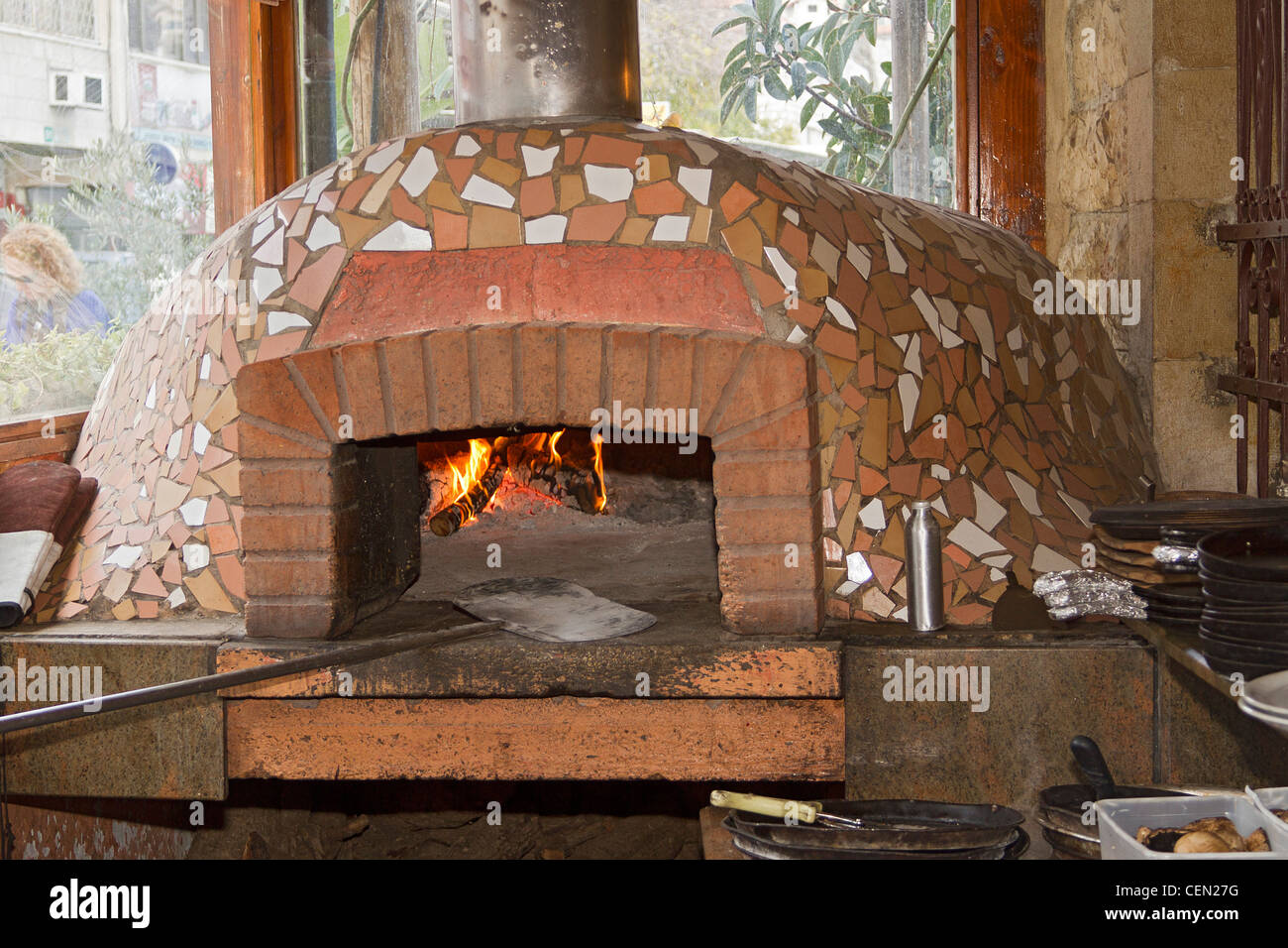 Wood fired oven in Tishreen Arab 'fusion' restaurant in Nazareth, Israel  Stock Photo - Alamy