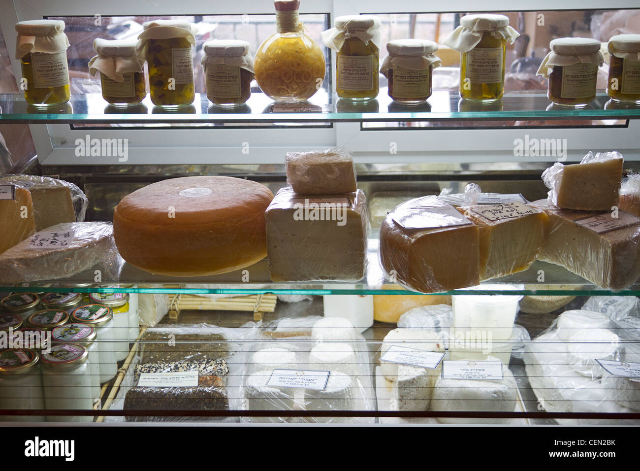 Assortment of cheeses for sale at Mizpe HaYamim Hotel and Spa which