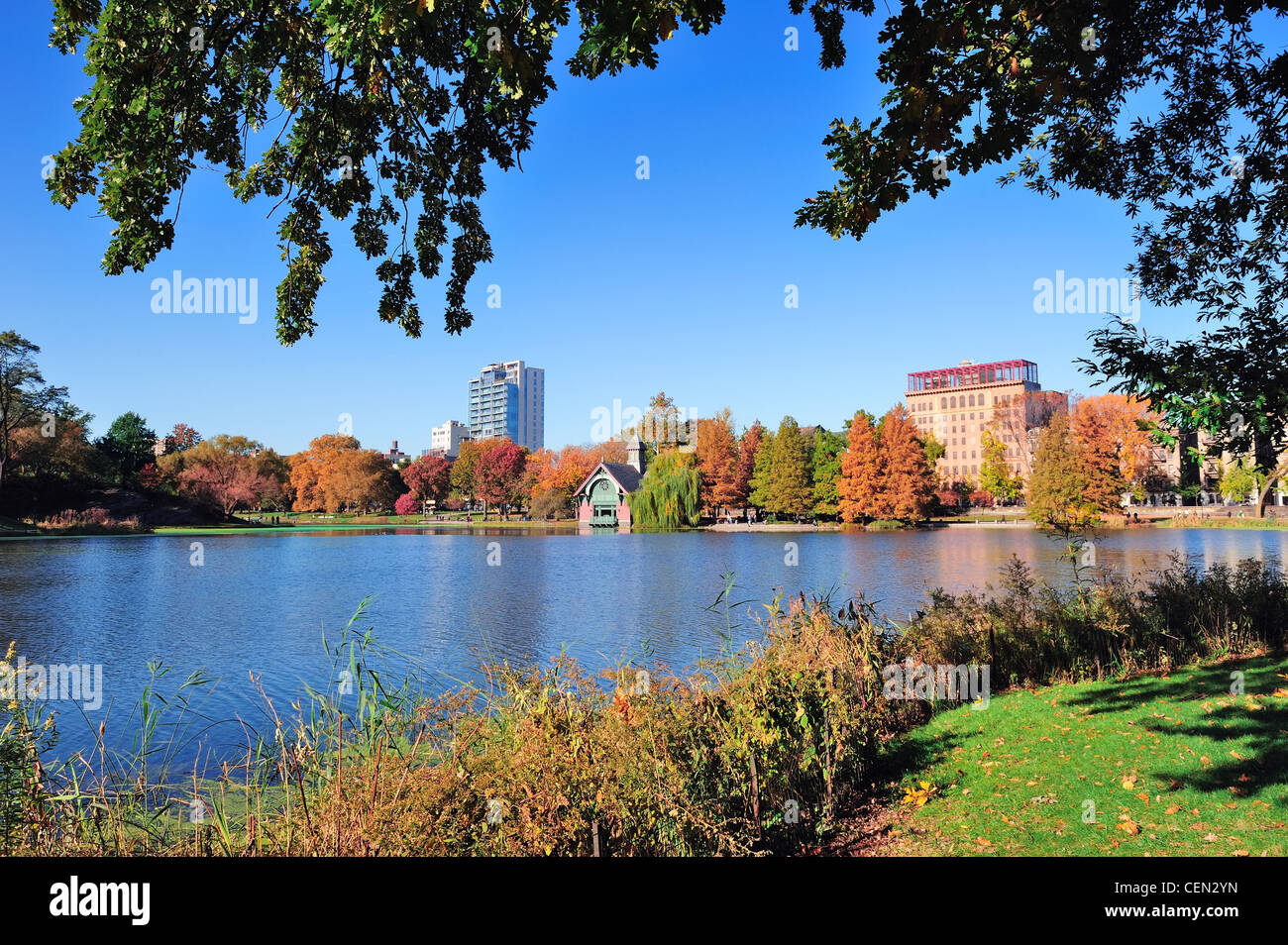 Autumn in Central Park north end in New York City Manhattan with ...