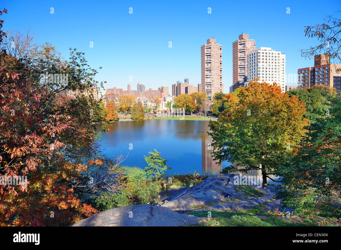 Autumn in Central Park north end in New York City Manhattan with ...