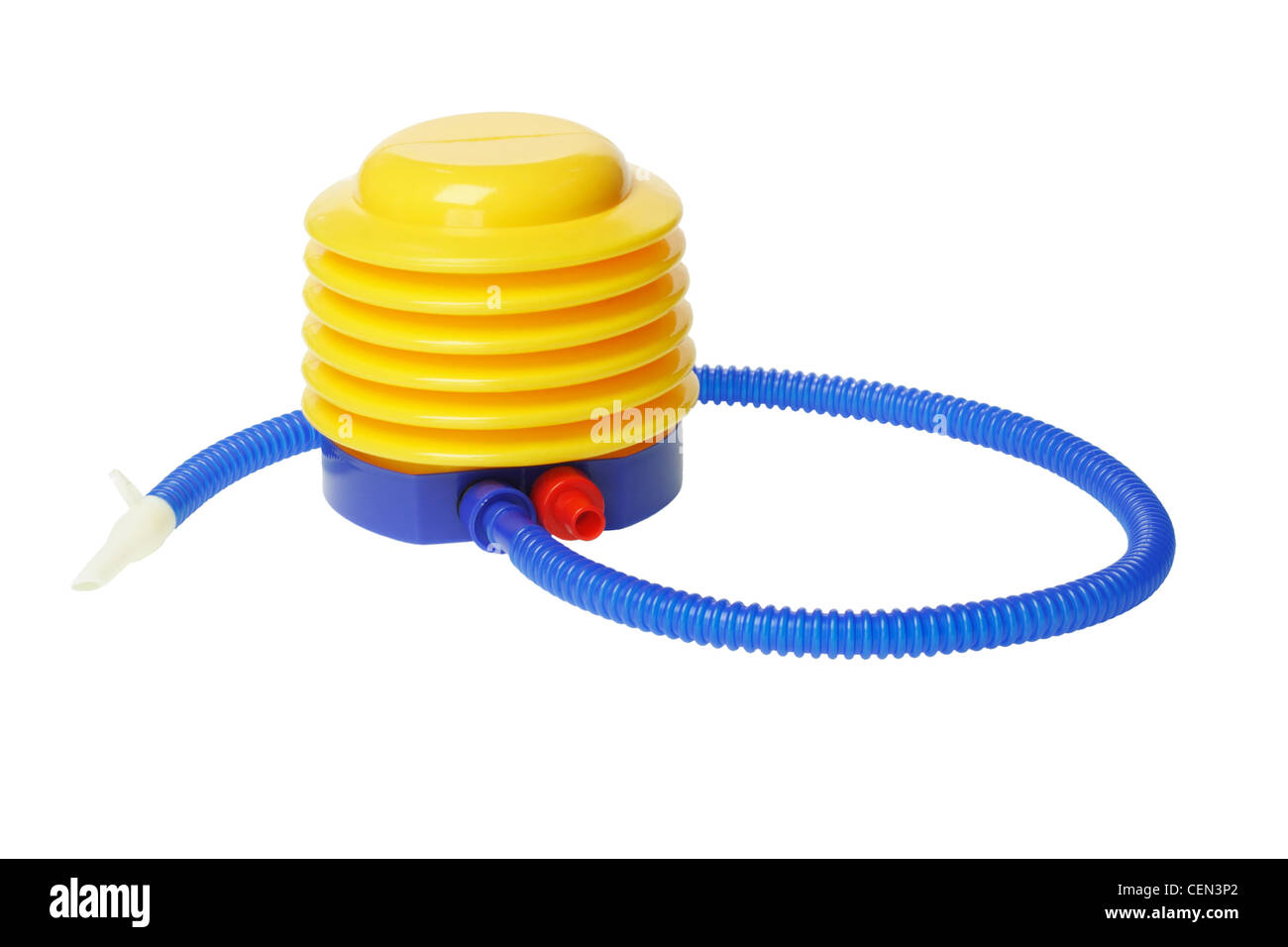 Colorful Plastic Air Pump on White Background Stock Photo