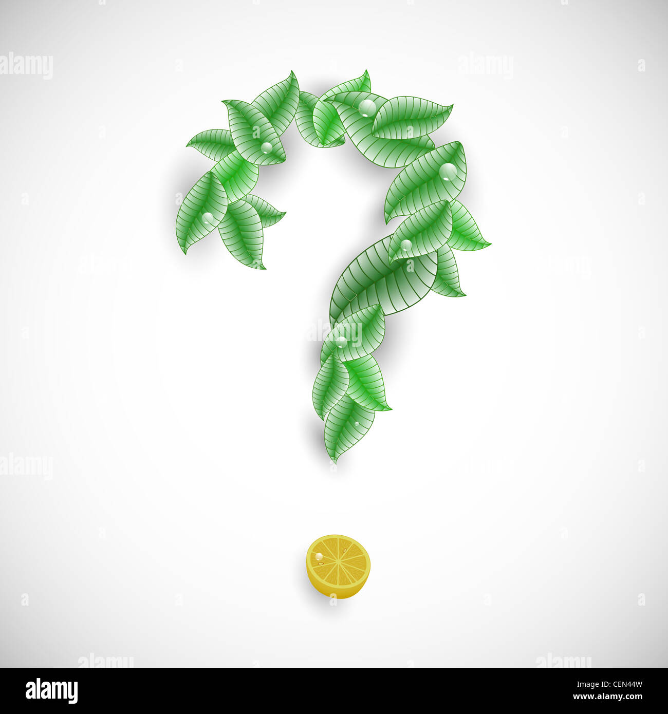 question mark and lemon, abstract vector art illustration; image contains transparency Stock Photo