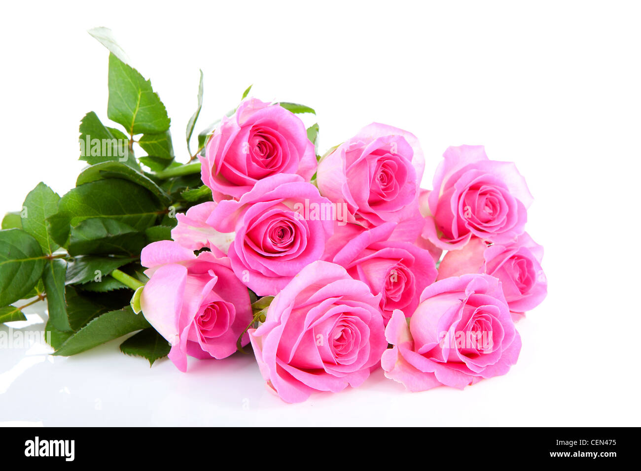 Bouquet of pink roses over white background Stock Photo - Alamy