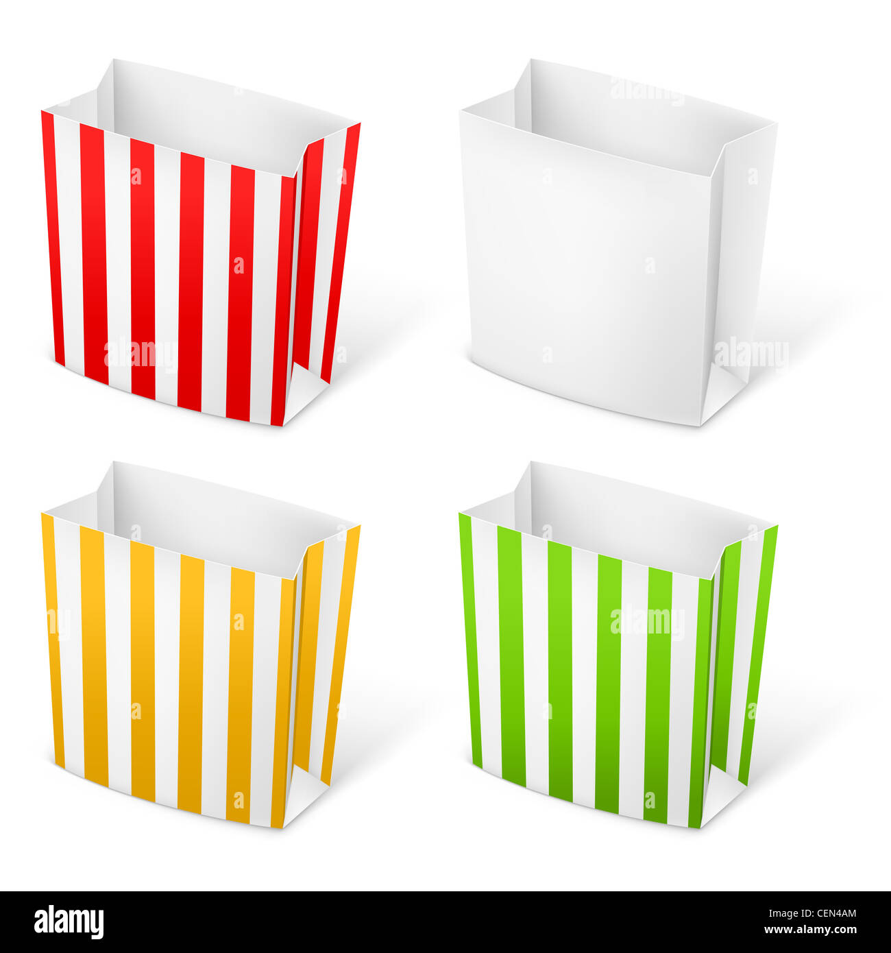 Set of Stripped color Paper Bags. Illustration on white background