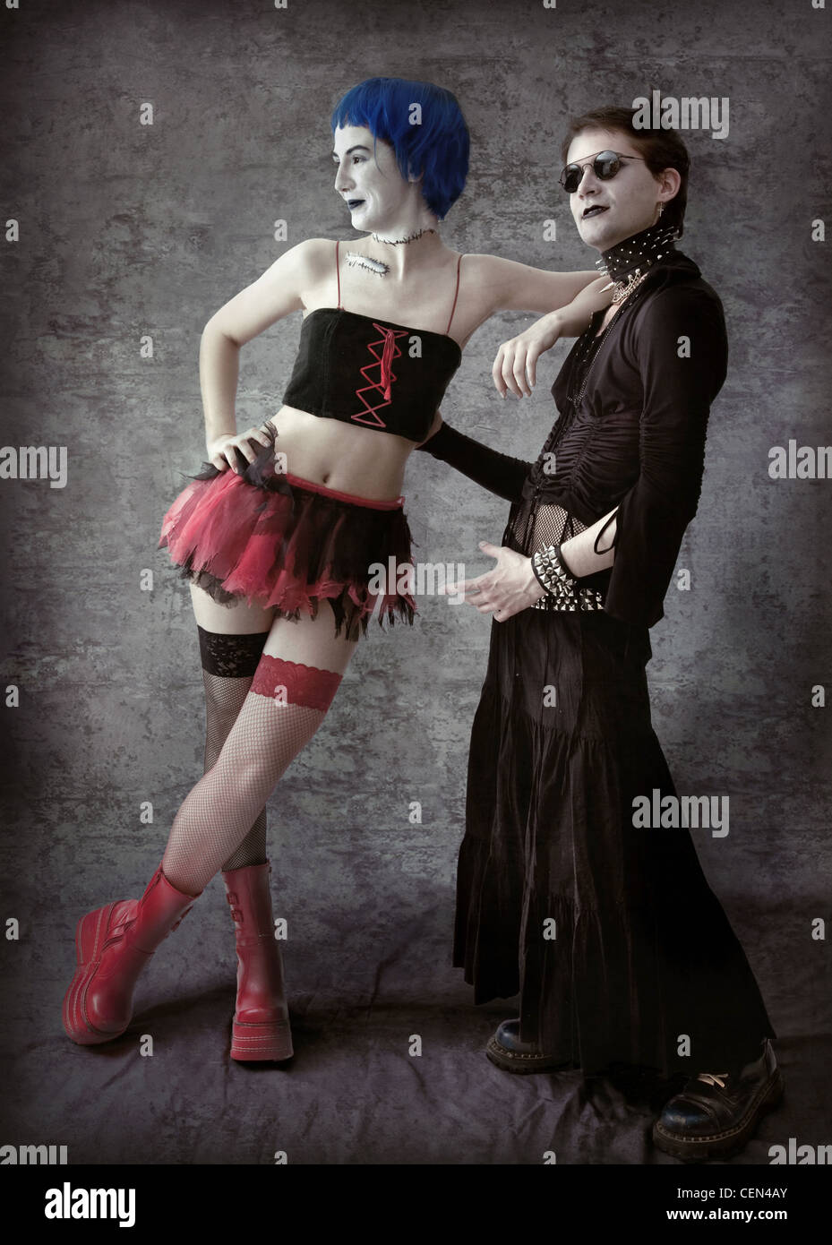 two young Goths figure photo Stock Photo