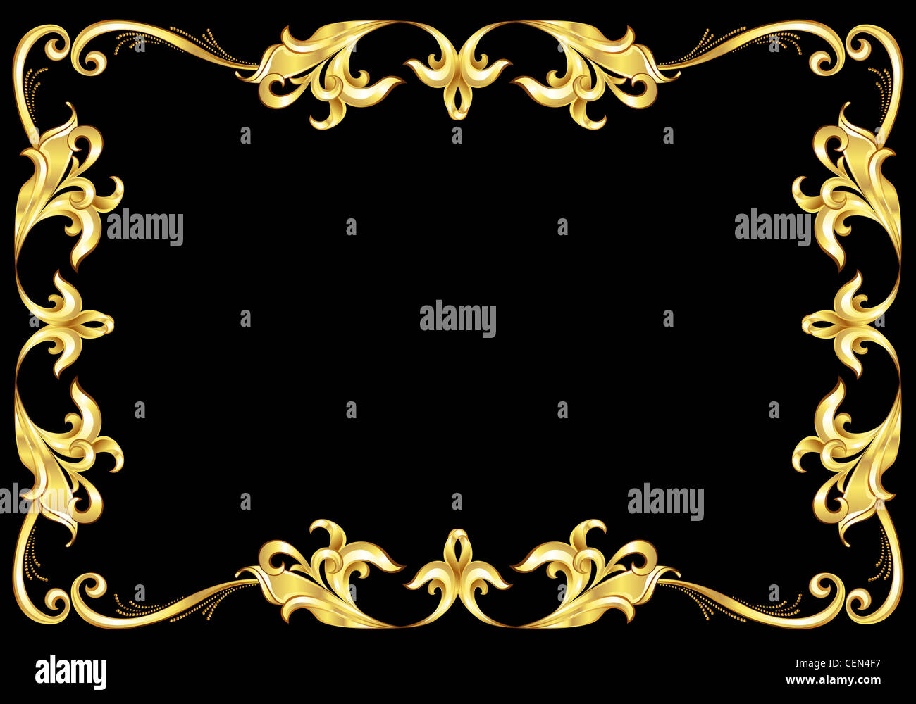 Abstract Gold Frame. Illustration on black background for design Stock