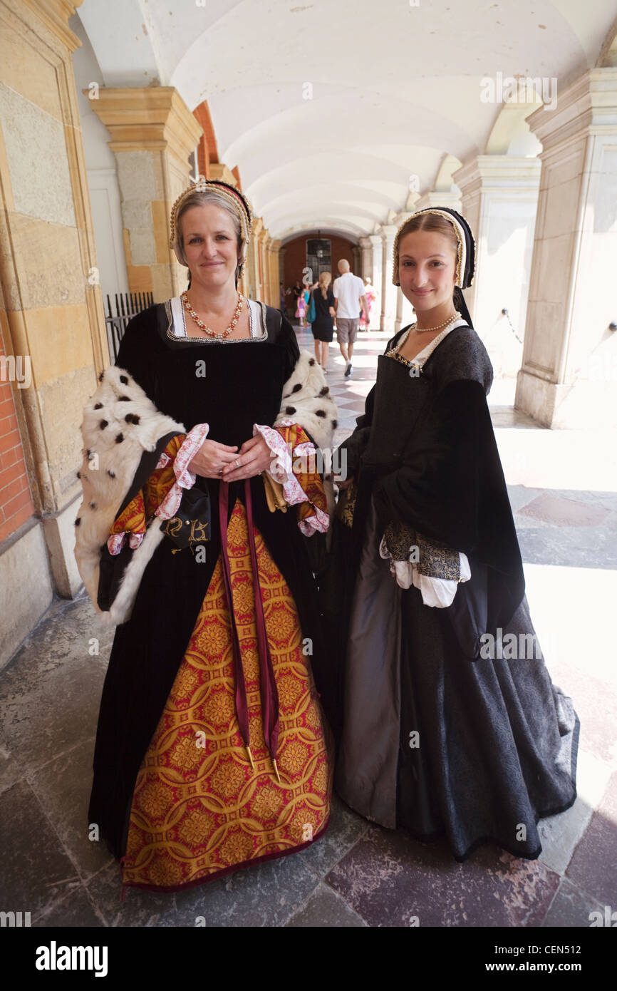 England, London, Hampton Court Palace, Women in Period Costume Stock Photo