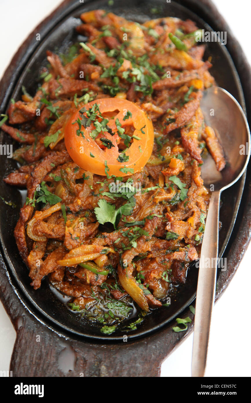 Lamb gosht kalla, served in an Indian restaurant in Britain Stock Photo