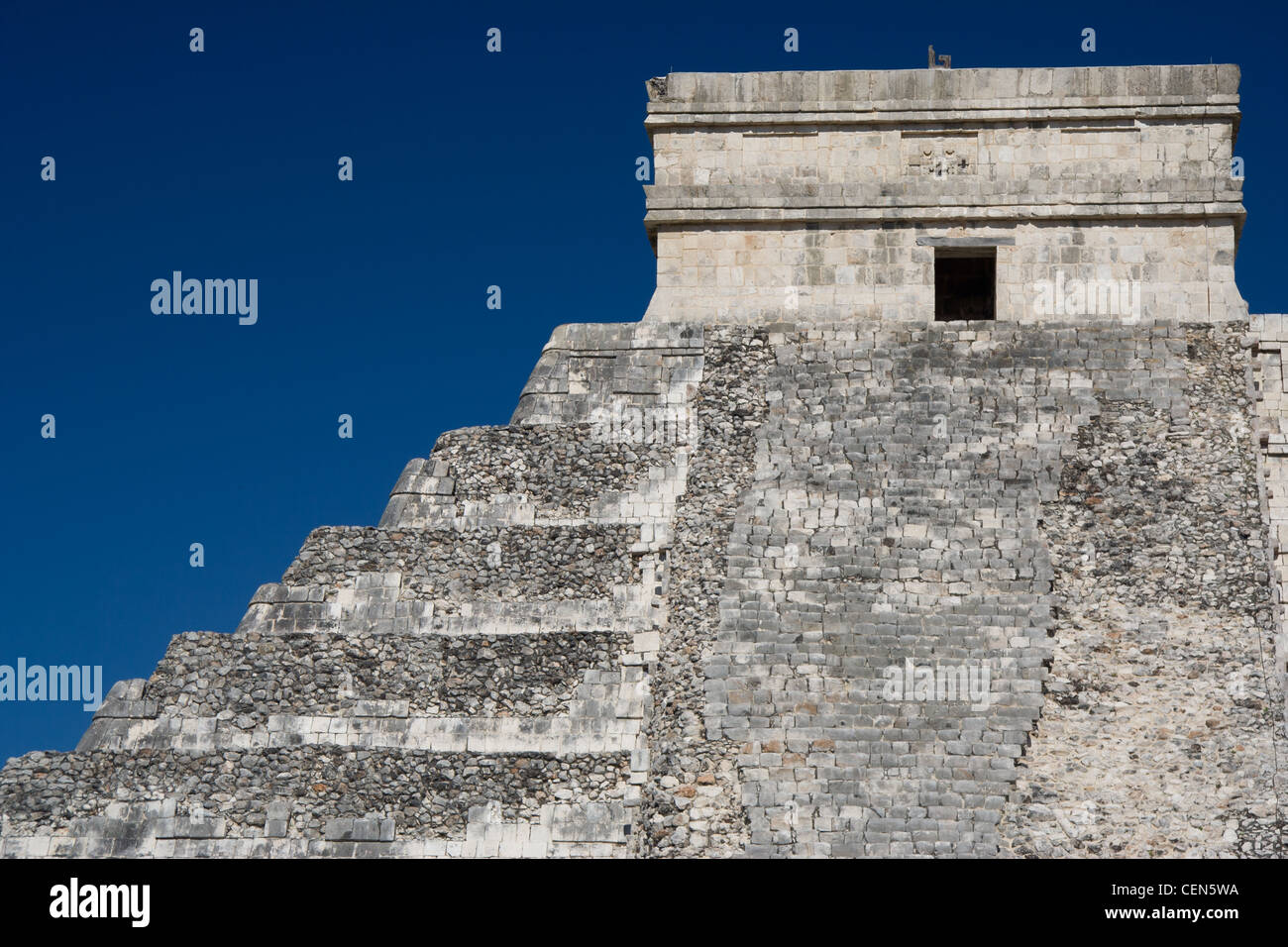 Close up of a section of El Castillo, Chichen Itza, Yucatán, Mexico. Stock Photo