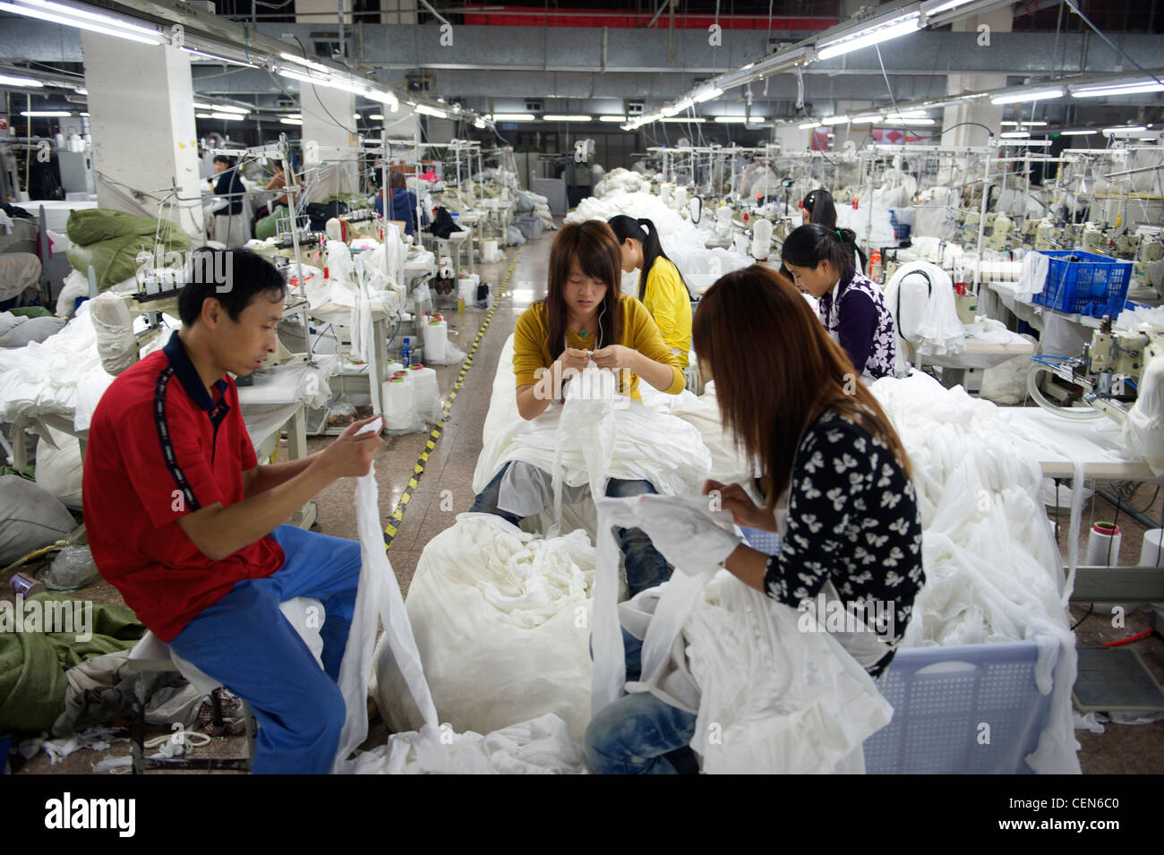 Factory workshop of Langsha Group,  country's largest producer of socks and stockings, in Yiwu, Zhejiang, China.  07-Nov-2011 Stock Photo