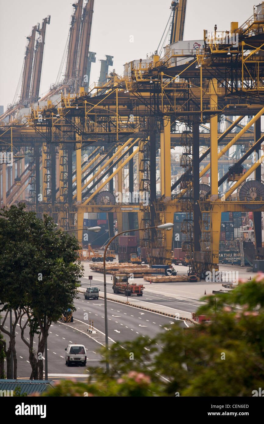 A view of the gantrys at the Port of Singapore Stock Photo - Alamy