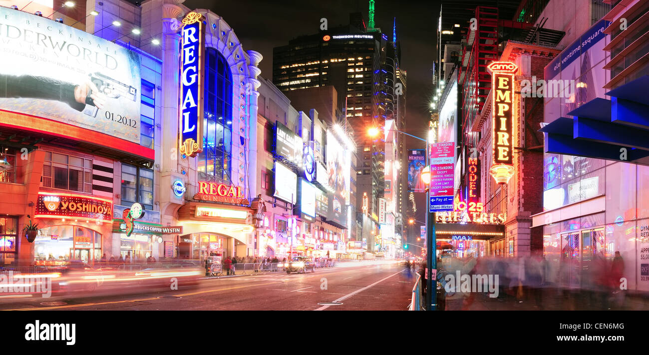 42nd Street with traffic and commercials Stock Photo