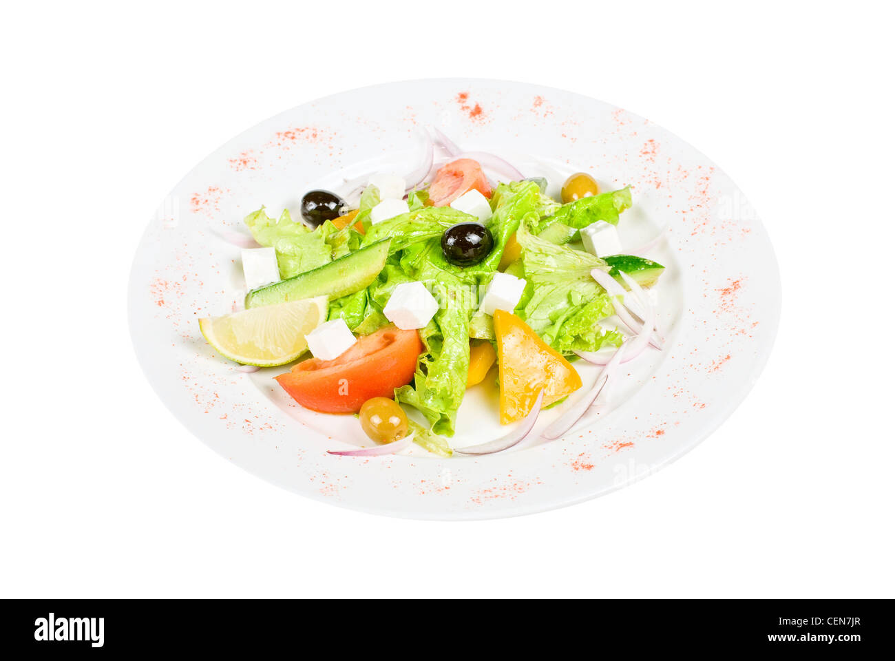 Greece salad dish isolated on a white background Stock Photo