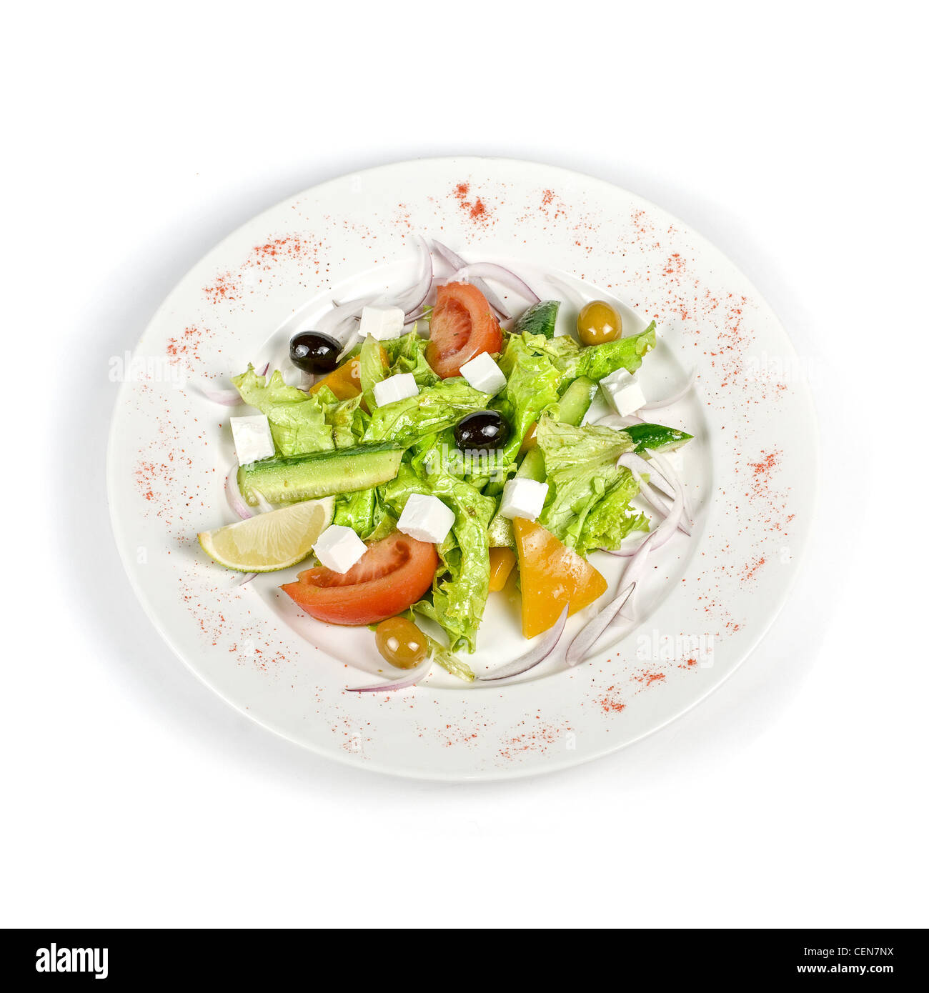 Greece salad dish isolated on a white background Stock Photo