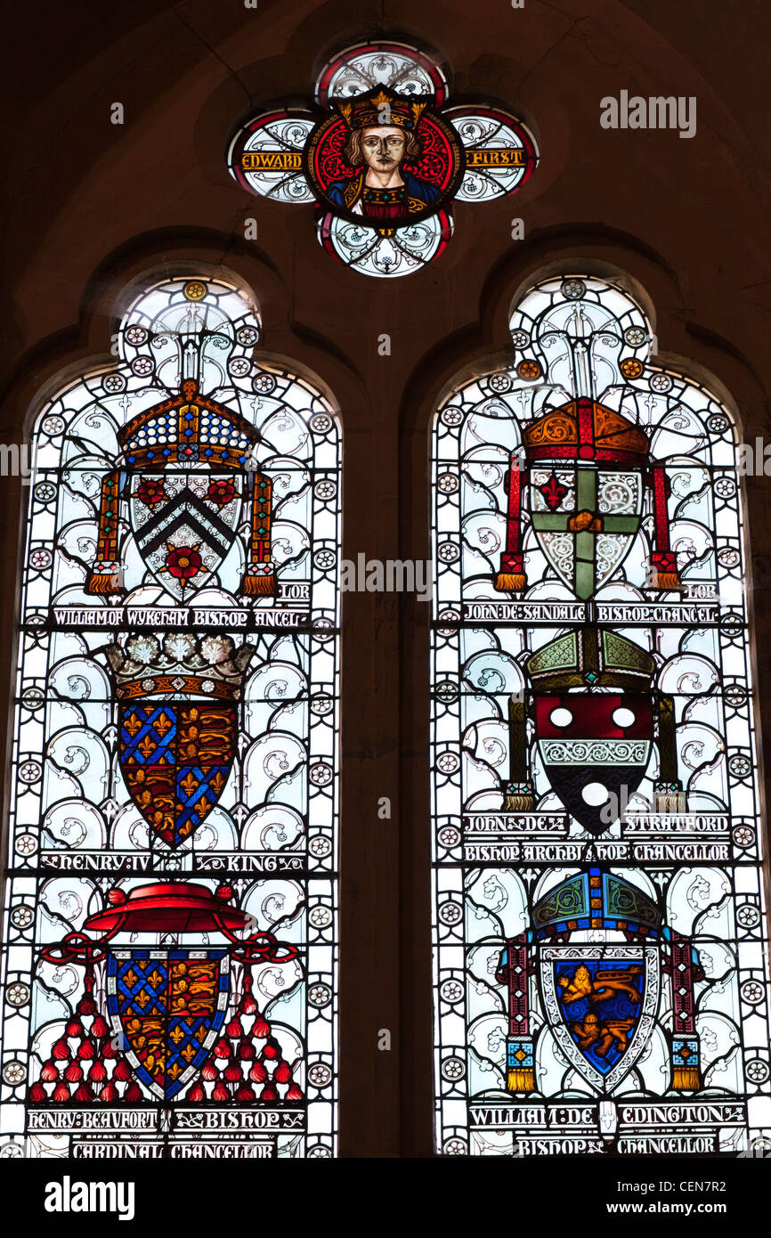 England, Hampshire, Winchester, The Great Hall, Stained Glass Window