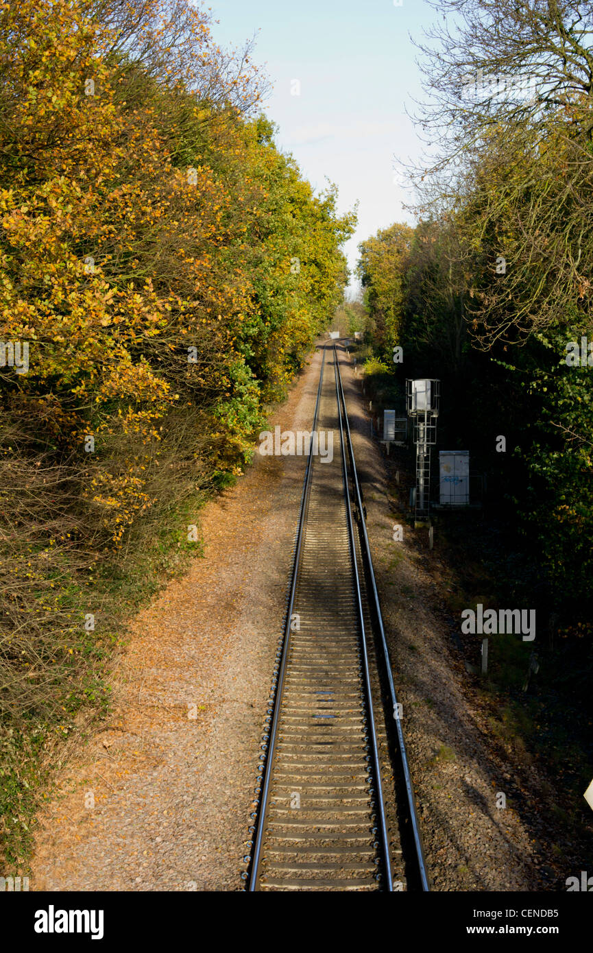 Railway line recedes into distance Stock Photo Alamy