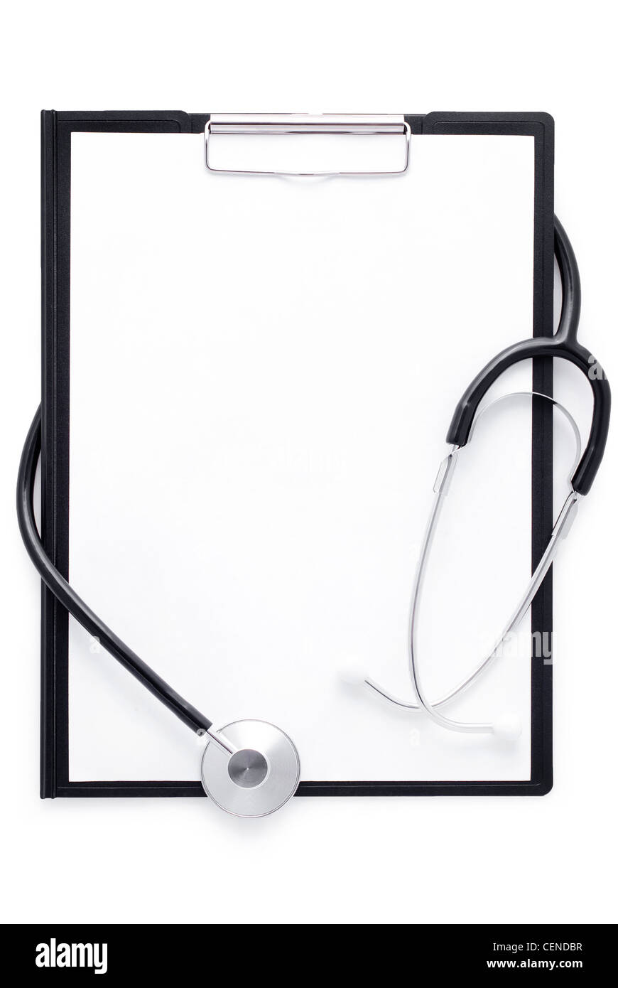 Medical stethoscope, clipboard isolated on white Stock Photo - Alamy