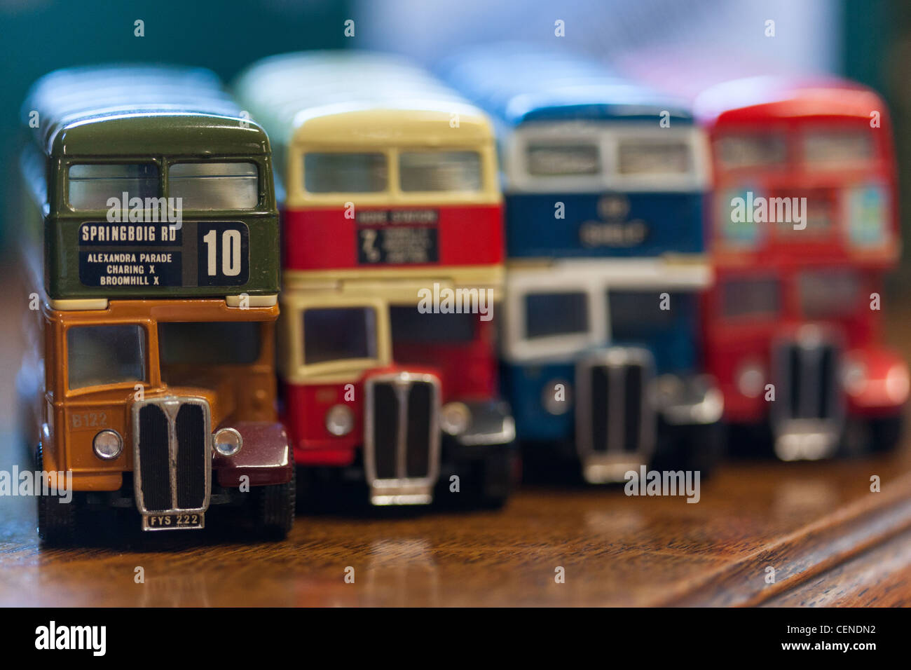 collectors Toy buses for sale on display at an Auction Montrose Scotland. 1960s bus Stock Photo